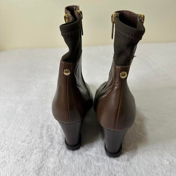 Michael Kors Brown leather ankle boots with a 2-inch Aileen wedge size 7.5 - Picture 3 of 5